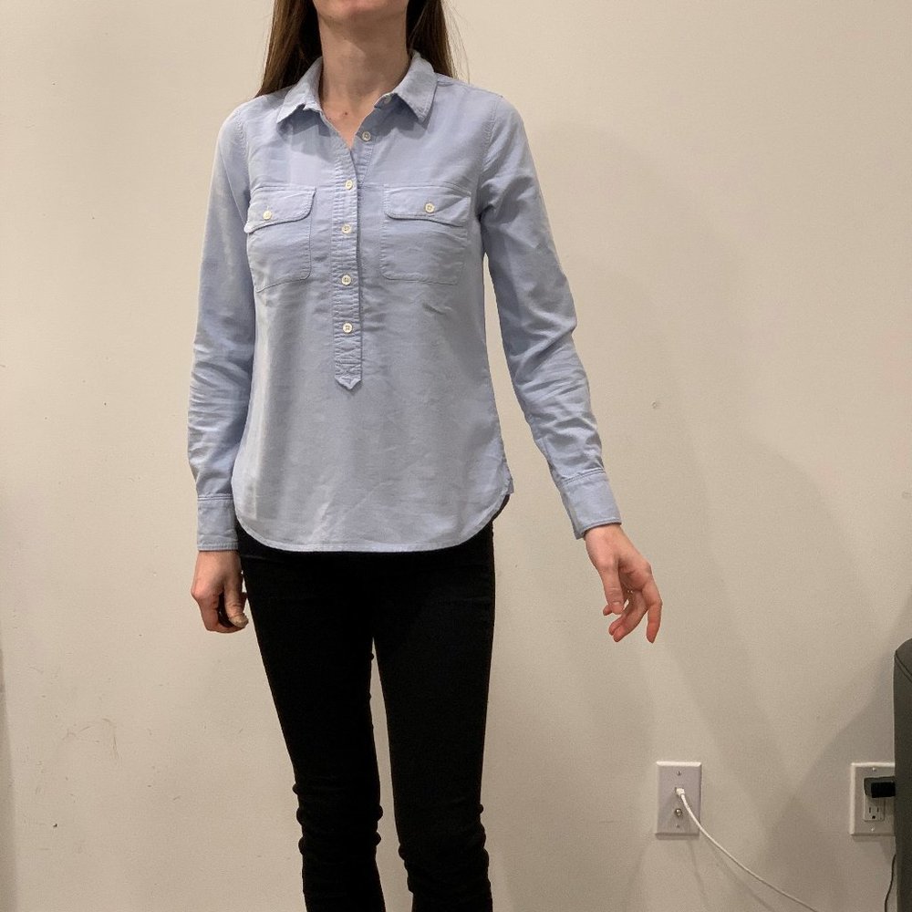 J. Crew Button Down Blue Shirt Size 0